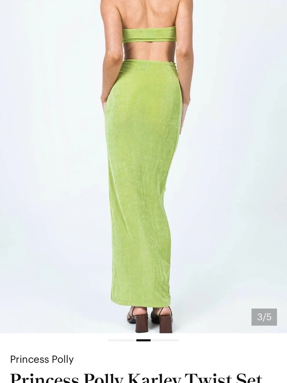 Princess Polly Lime Twist High-Slit Maxi Skirt Set